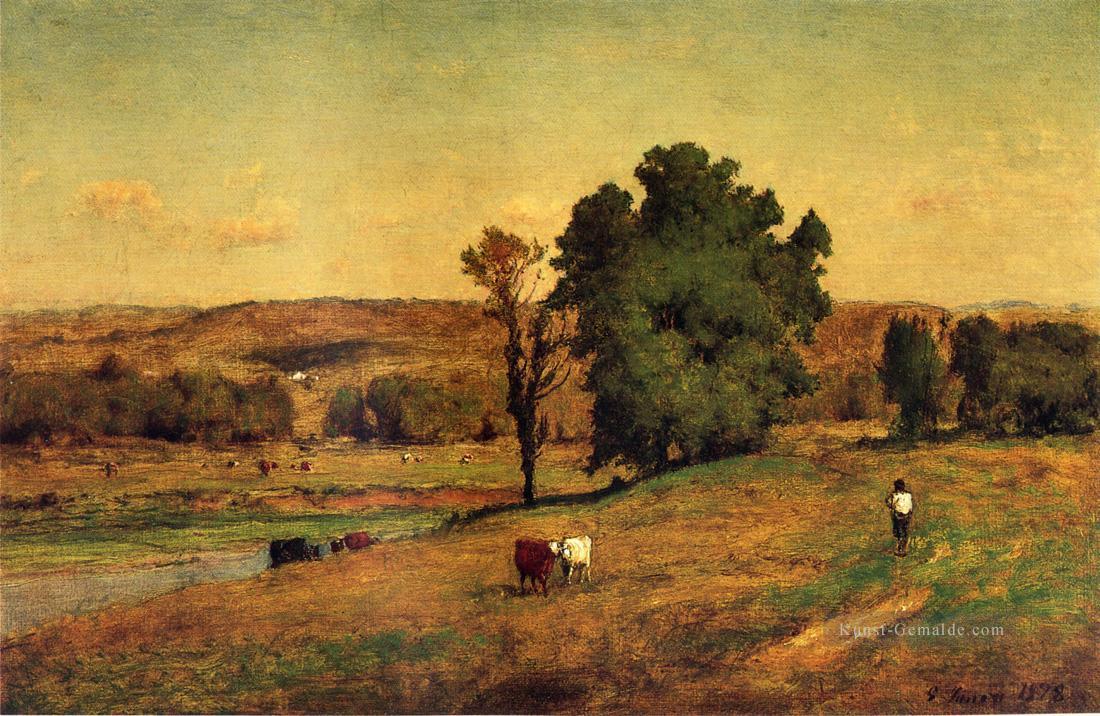 Landschaft mit Abbildung Tonalist George Inness Ölgemälde